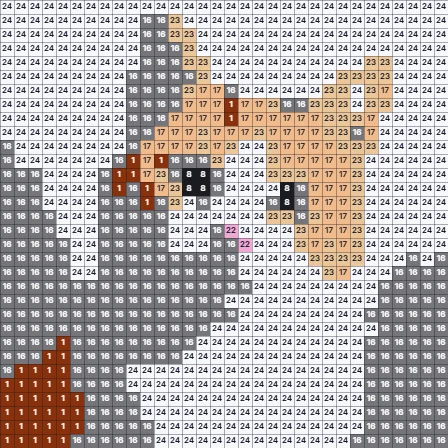 猫のドット絵に色番号を付けたビーズ設計図