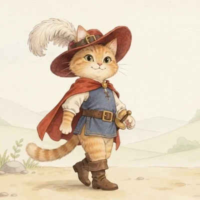 猫剣士の歩行ポーズ：足を上げる